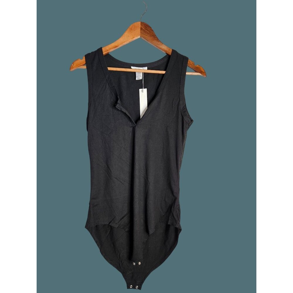 Capella Black Sleeveless V Neck Bodysuit Women 1XL